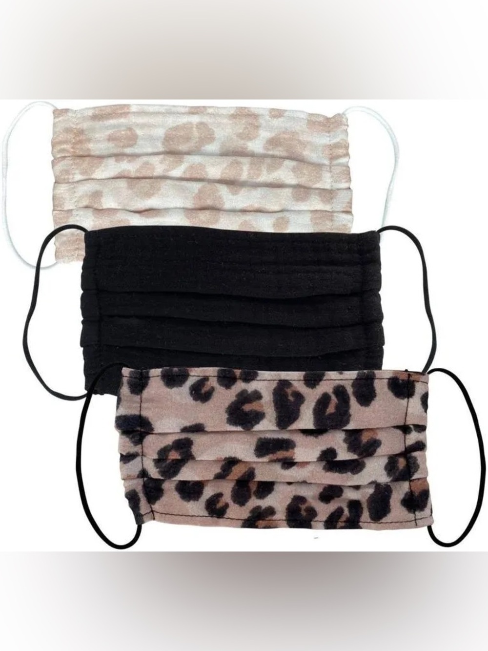 Kitsch Reusable Face Mask Set (3) – Black, Beige, Leopard
